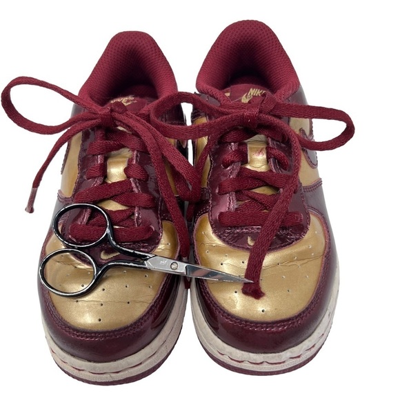 Y2K Nike Air Force 1 Low GS Iron Man Red Metallic Gold Sneakers Child Sz 9 Team - Picture 5 of 15